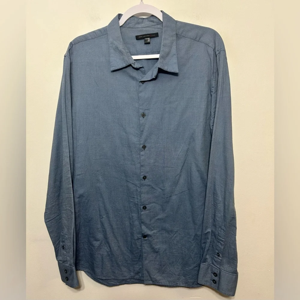 John Varvatos Star USA Vanderbilt Textured Cotton Slub Weave Button Up Shirt - Picture 2 of 8